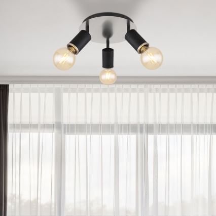 Globo - Lámpara de techo con 3 focos E27/60W/230V madera negra
