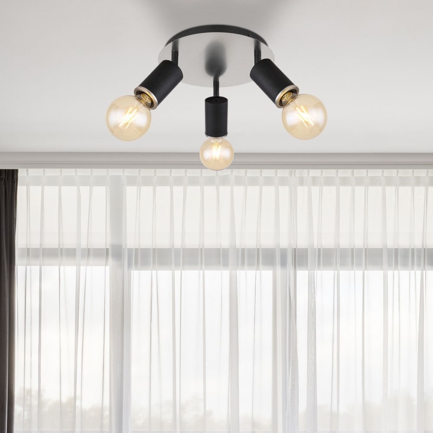 Globo - Lámpara de techo con 3 focos E27/60W/230V madera negra
