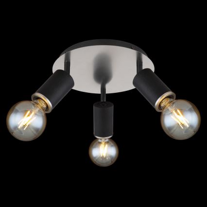 Globo - Lámpara de techo con 3 focos E27/60W/230V madera negra