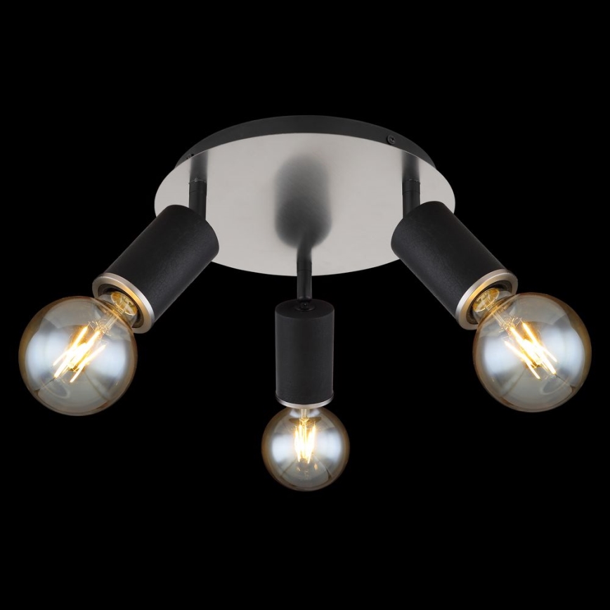Globo - Lámpara de techo con 3 focos E27/60W/230V madera negra