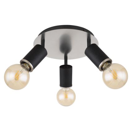 Globo - Lámpara de techo con 3 focos E27/60W/230V madera negra