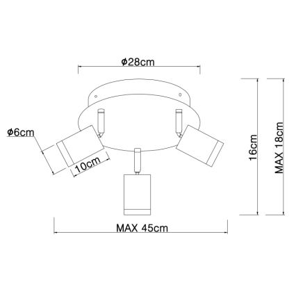 Globo - Lámpara de techo con 3 focos E27/60W/230V madera negra