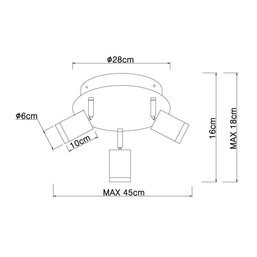 Globo - Lámpara de techo con 3 focos E27/60W/230V madera negra