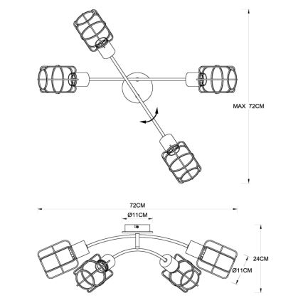 Globo - Lámpara de techo de montaje en superficie 4xE27/40W/230V