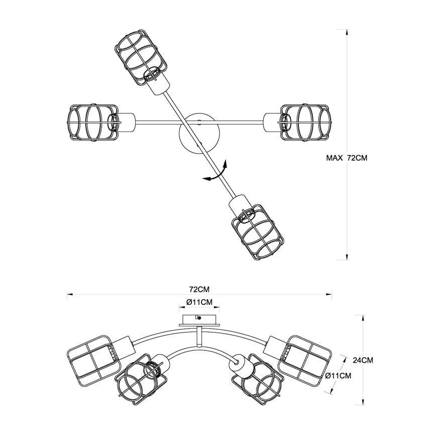 Globo - Lámpara de techo de montaje en superficie 4xE27/40W/230V