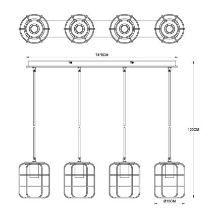 Globo - Lámpara colgante con cable 4xE27/40W/230V