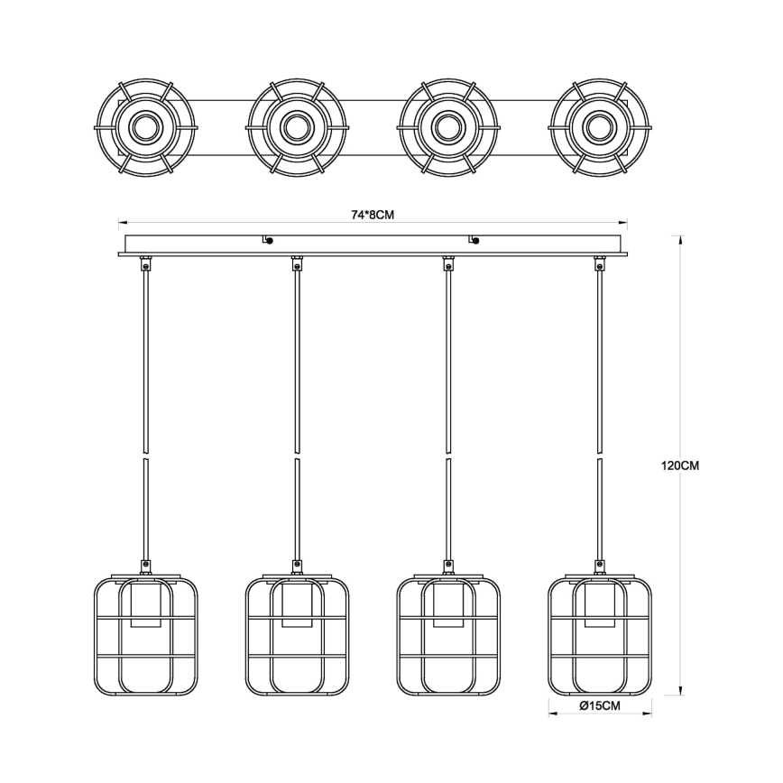 Globo - Lámpara colgante con cable 4xE27/40W/230V