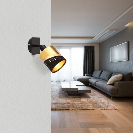 Globo - Foco de pared 1xE14/25W/230V negro/dorado