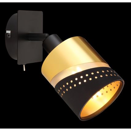 Globo - Foco de pared 1xE14/25W/230V negro/dorado