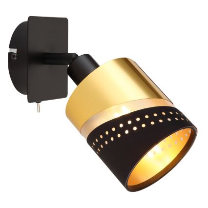 Globo - Foco de pared 1xE14/25W/230V negro/dorado