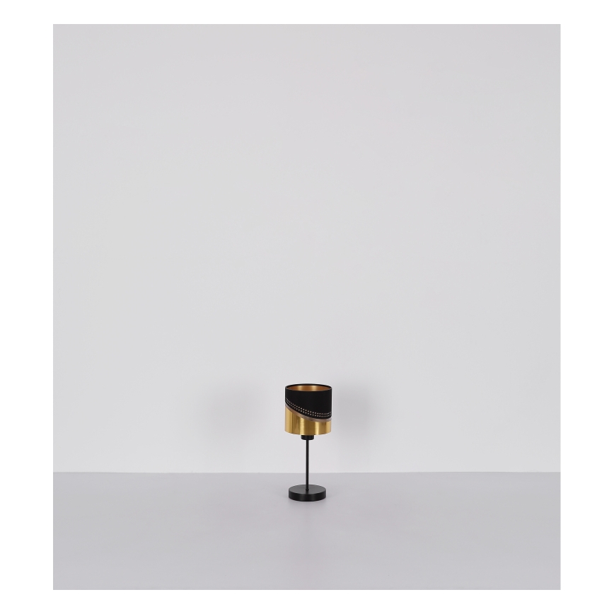 Globo - Lámpara de mesa 1xE27/40W/230V diá. 16 cm negro/dorado