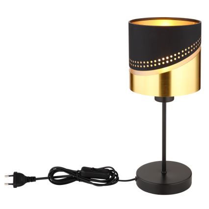 Globo - Lámpara de mesa 1xE27/40W/230V diá. 16 cm negro/dorado