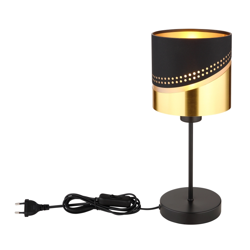 Globo - Lámpara de mesa 1xE27/40W/230V diá. 16 cm negro/dorado