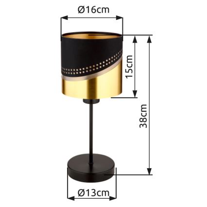 Globo - Lámpara de mesa 1xE27/40W/230V diá. 16 cm negro/dorado