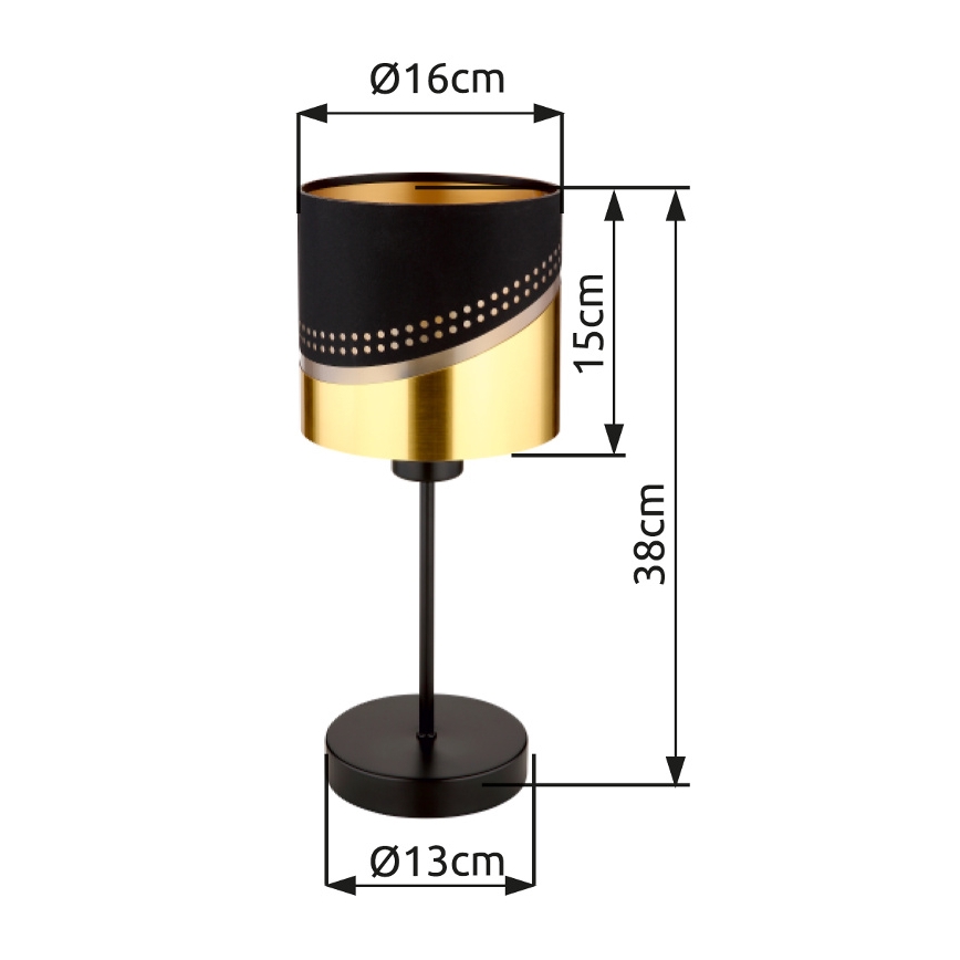Globo - Lámpara de mesa 1xE27/40W/230V diá. 16 cm negro/dorado