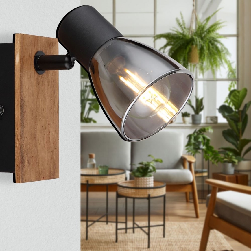 Globo - Foco de pared 1xE14/40W/230V negro/madera