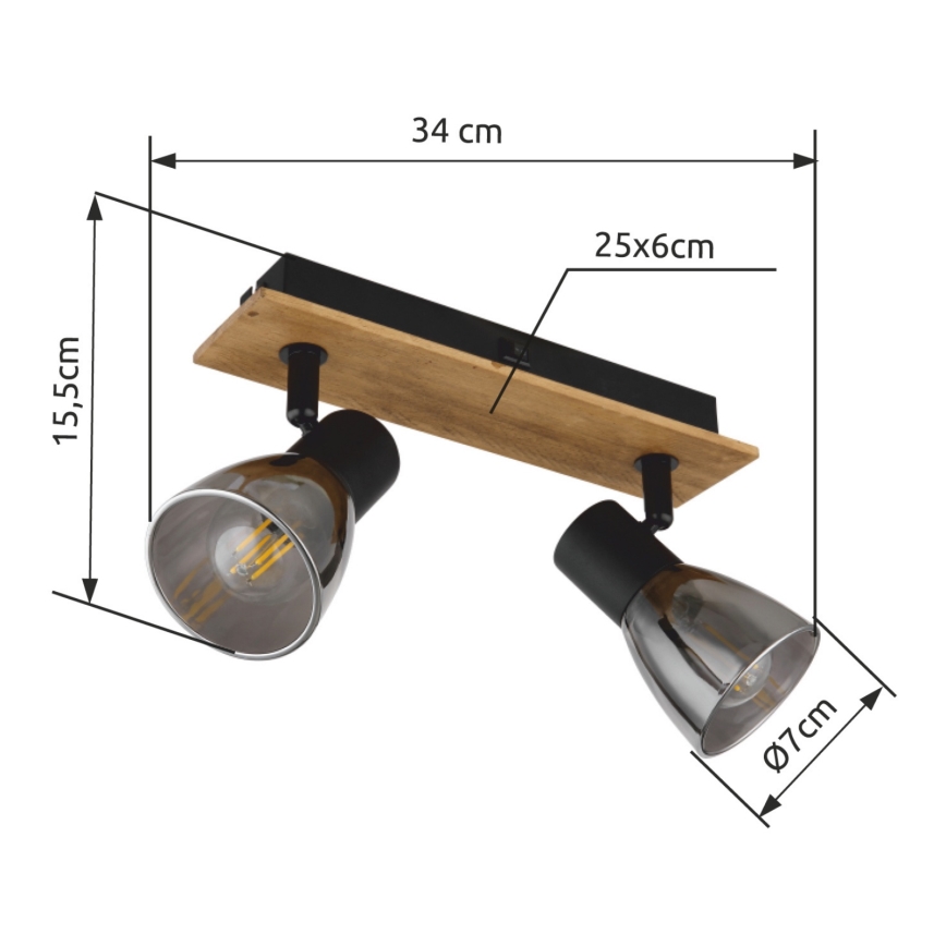 Globo - Foco de pared 2xE14/40W/230V negro/madera