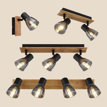 Globo - Foco de pared 2xE14/40W/230V negro/madera