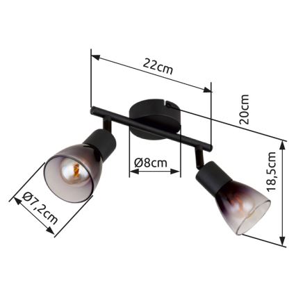Globo - Foco 2xE14/25W/230V negro