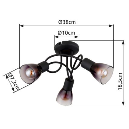 Globo - Lámpara de techo 3xE14/25W/230V negro