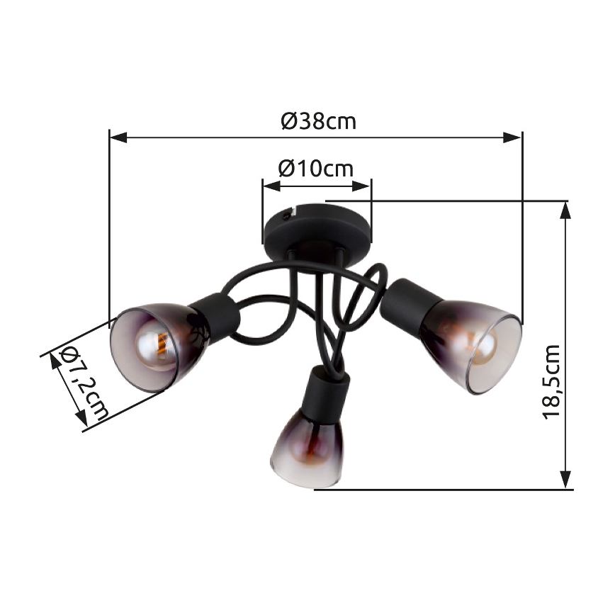Globo - Lámpara de techo 3xE14/25W/230V negro