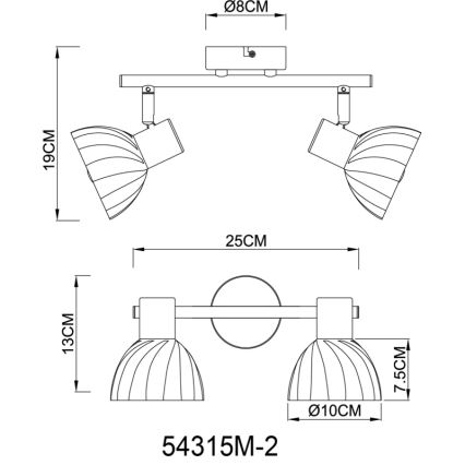 Globo - Foco 2xE14/40W/230V dorado