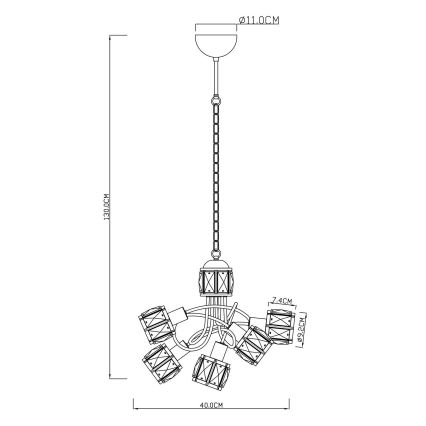 Globo - LED Lámpara colgante con cadena 5xE14/40W/230V + LED/5W