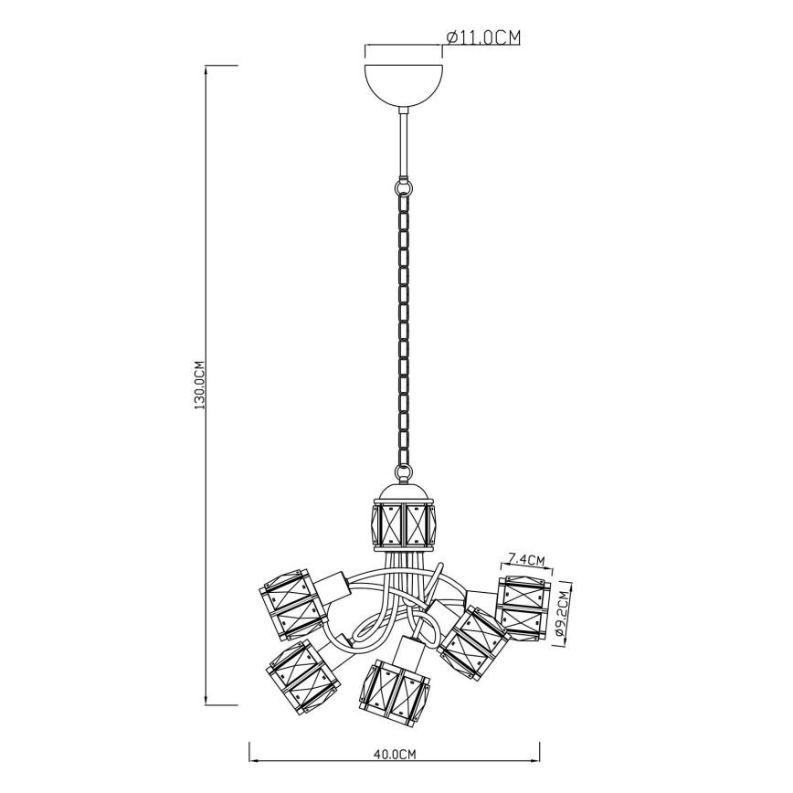 Globo - LED Lámpara colgante con cadena 5xE14/40W/230V + LED/5W