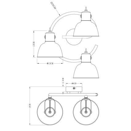 Globo 54655-3 - Foco FILLO 3xE14/25W/230V