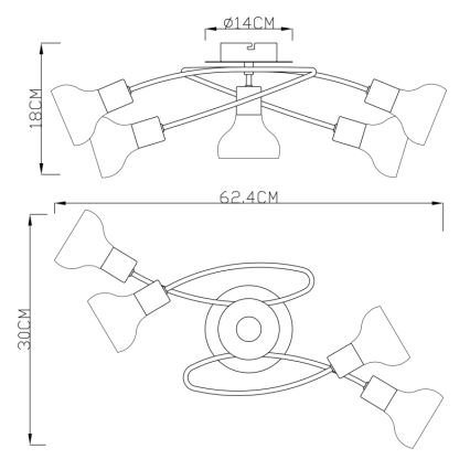 GLOBO 54921-5 - Lámpara de techo LOTHAR 5xE14/40W/230V