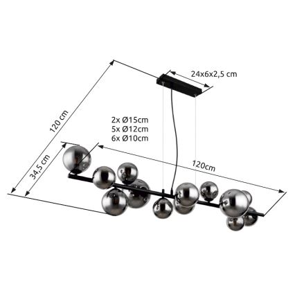 Globo - Lámpara LED colgante 13xG9/3,5W/230V ahumado/negro