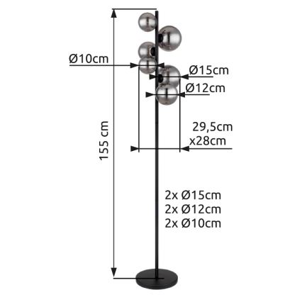 Globo - Lámpara LED de pie 6xG9/3,5W/230V ahumado/negro