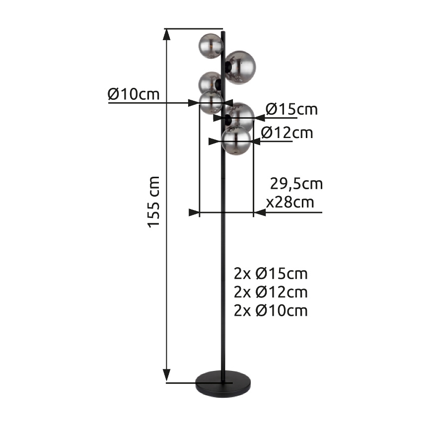 Globo - Lámpara LED de pie 6xG9/3,5W/230V ahumado/negro