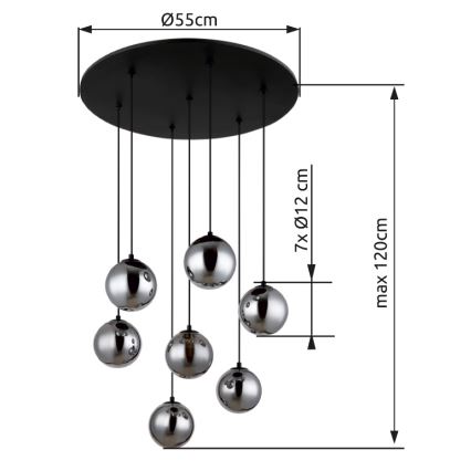 Globo - Lámpara LED colgante 7xG9/3,5W/230V ahumado/negro