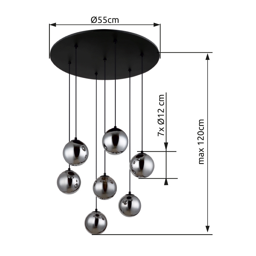 Globo - Lámpara LED colgante 7xG9/3,5W/230V ahumado/negro