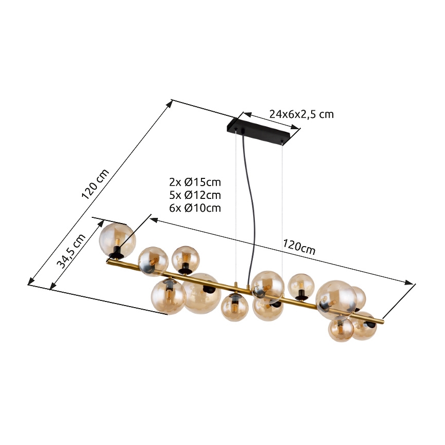 Globo - Lámpara colgante LED suspendida en cable 13xG9/3,5W/230V latón