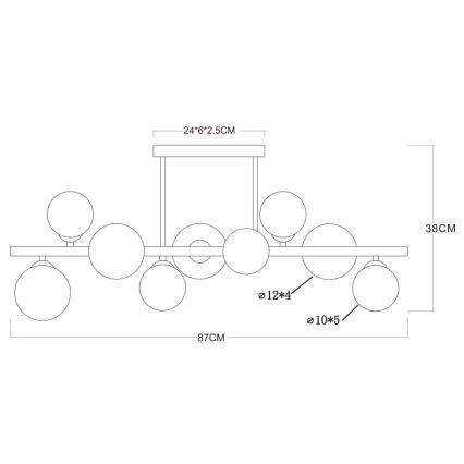 Globo - Lámpara colgante LED en barra 9xG9/3W/230V latón