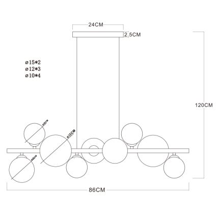 Globo - Lámpara LED colgante 9xG9/3W/230V latón
