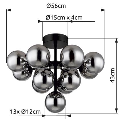 Globo - Lámpara de techo 13xG9/5W/230V diá. 56 cm negro