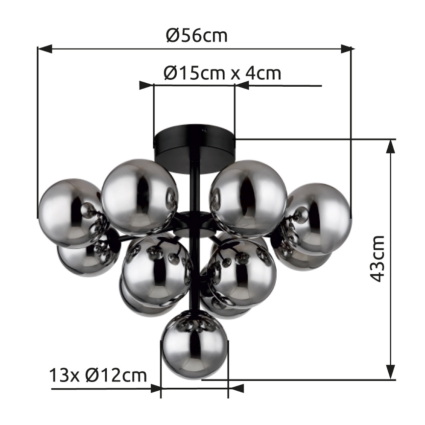 Globo - Lámpara de techo 13xG9/5W/230V diá. 56 cm negro