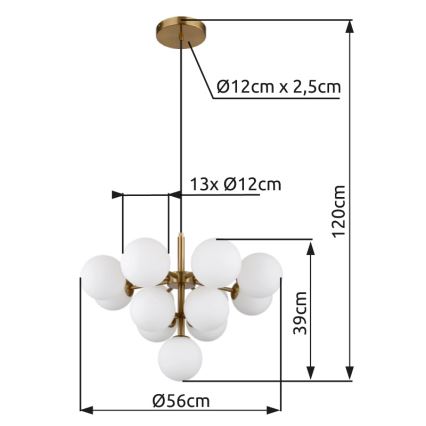 Globo - Lámpara colgante 13xG9/5W/230V diá. 56 cm dorado