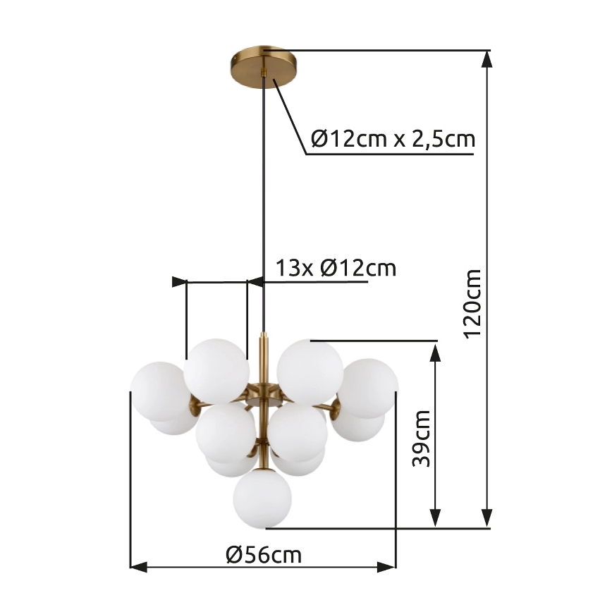 Globo - Lámpara colgante 13xG9/5W/230V diá. 56 cm dorado
