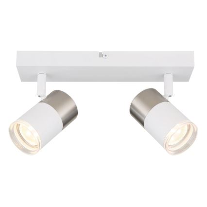Globo - Foco 2xGU10/25W/230V blanco/cromo mate