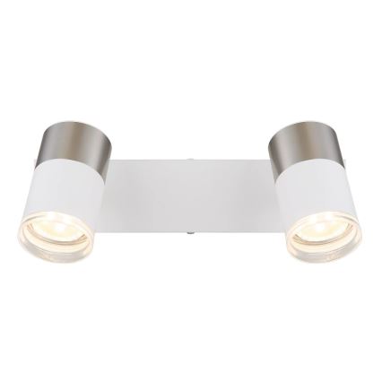 Globo - Foco 2xGU10/25W/230V blanco/cromo mate