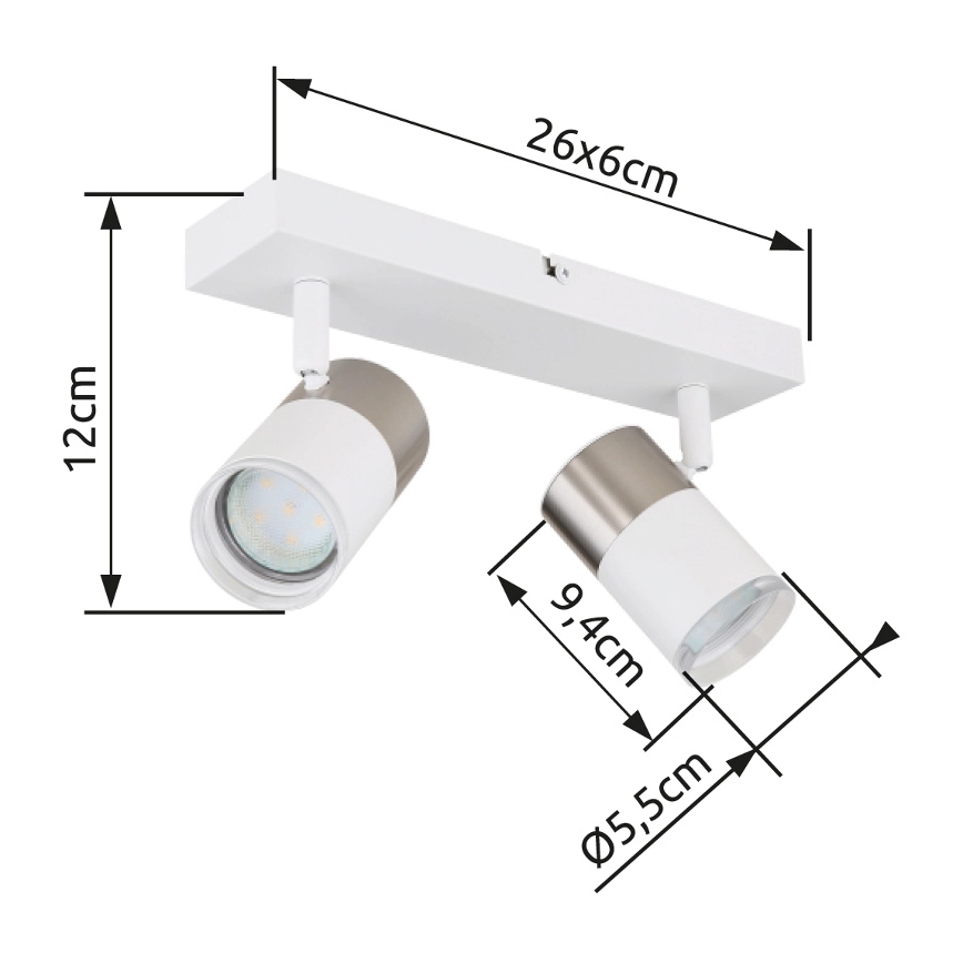 Globo - Foco 2xGU10/25W/230V blanco/cromo mate