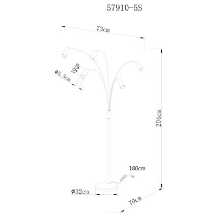 Globo - Lámpara de pie 5xGU10/35W/230V