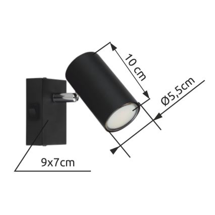 Globo - Lámpara de pared con foco 1xGU10/25W/230V negro