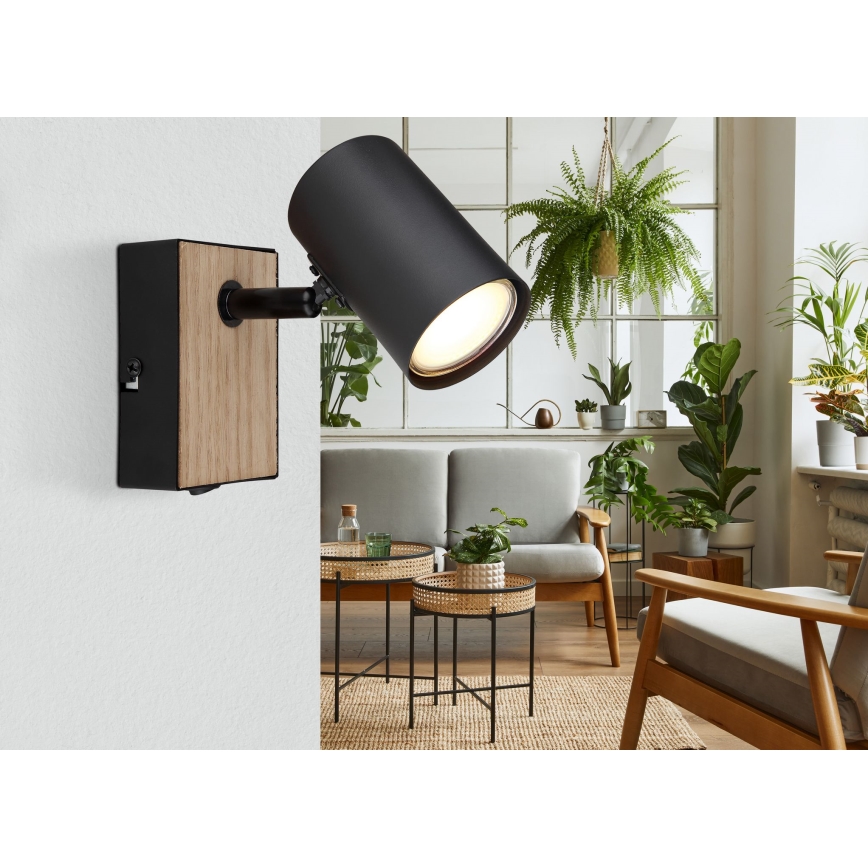 Globo - Aplique orientable de pared 1xGU10/25W/230V negro/marrón