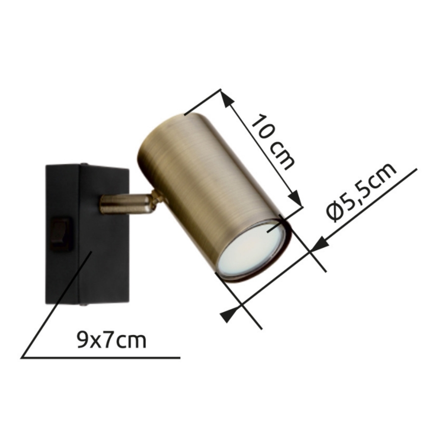 Globo - Lámpara de pared con foco 1xGU10/25W/230V negro/latón