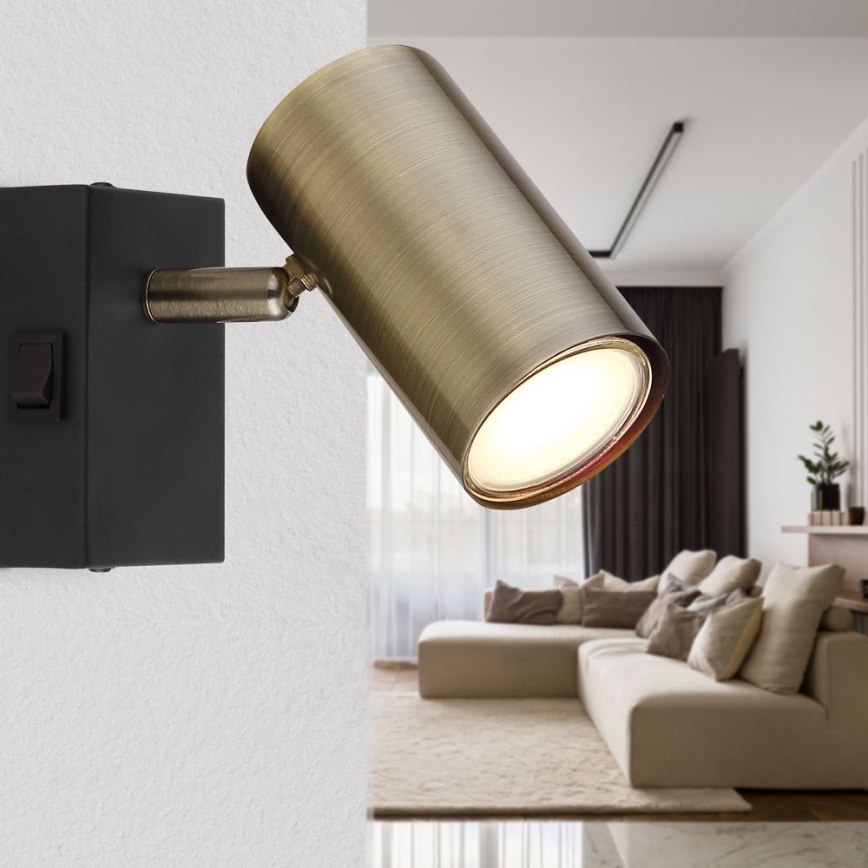 Globo - Lámpara de pared con foco 1xGU10/25W/230V negro/latón